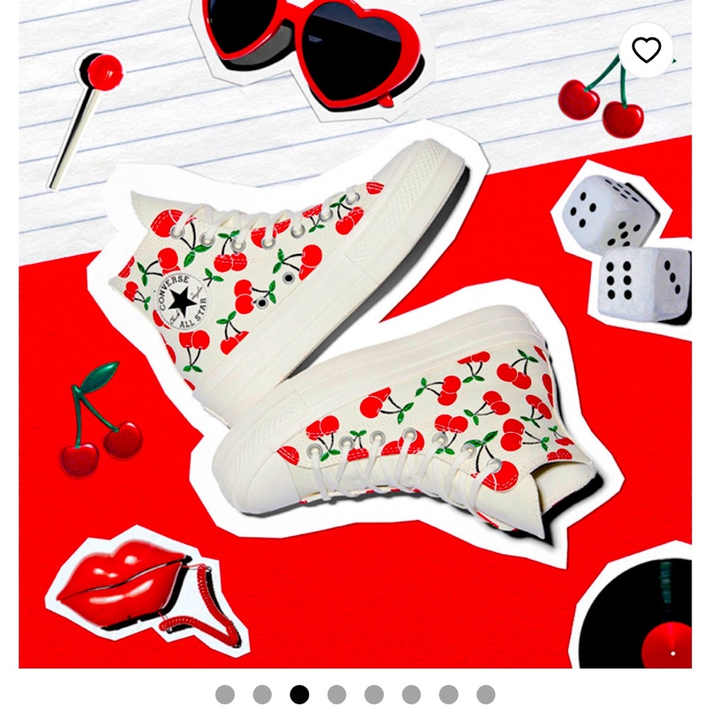 Womens Converse Chuck Taylor All Star Lift Hi/ Cherries- worn one time